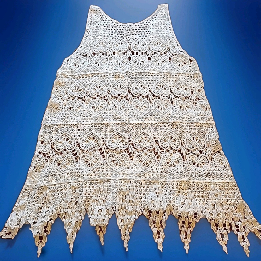 Asha Women's Crochet Boho Swim Cover Up Fits Size S/M - Picture 4 of 6